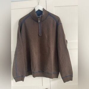 Tommy Bahama Brown and Blue Zip-Up Sweater